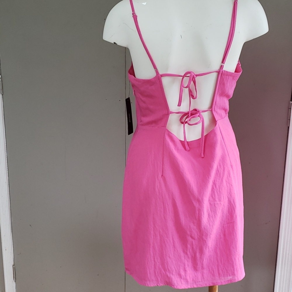 NWT Lulus linen blend open back dress